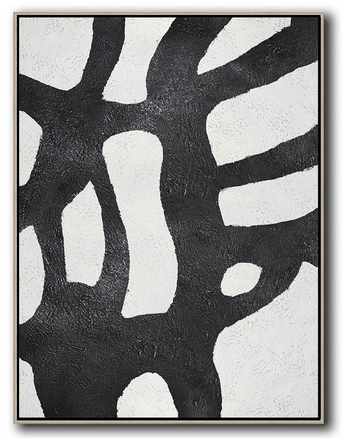 Extra Large Canvas Art,Black And White Minimal Painting On Canvas - Canvas Painting Wall Decor
